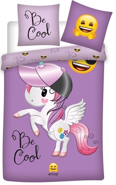 Emoji Unicorn sengetøy - 140x200 cm - 100% bomull